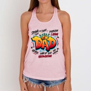 Cool Dad Hardworking Funny Fathers Day Logo Women's Knotted Racerback Tank