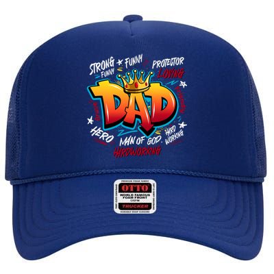 Cool Dad Hardworking Funny Fathers Day Logo High Crown Mesh Back Trucker Hat