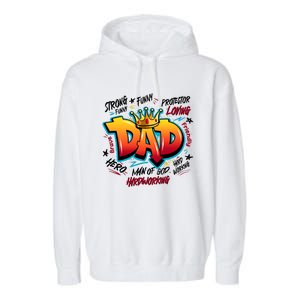 Cool Dad Hardworking Funny Fathers Day Logo Garment-Dyed Fleece Hoodie