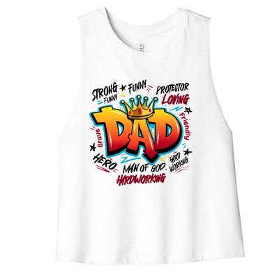 Cool Dad Hardworking Funny Fathers Day Logo Women's Racerback Cropped Tank