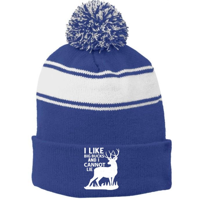 Cool Deer Hunting Design: I Like Big Bucks And I Cannot Lie Meaningful Gift Stripe Pom Pom Beanie