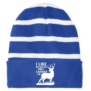 Cool Deer Hunting Design: I Like Big Bucks And I Cannot Lie Meaningful Gift Striped Beanie with Solid Band