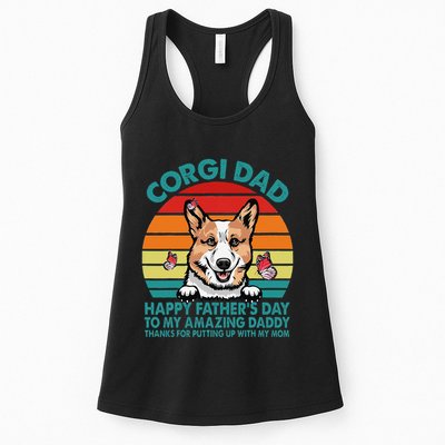 Corgi Dad Happy Fathers Day To My Amazing Daddy Dog Womens Tank Top