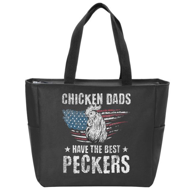 Chicken Dads Have The Best Peckers Ever Funny Adult Humor , Zip Tote Bag