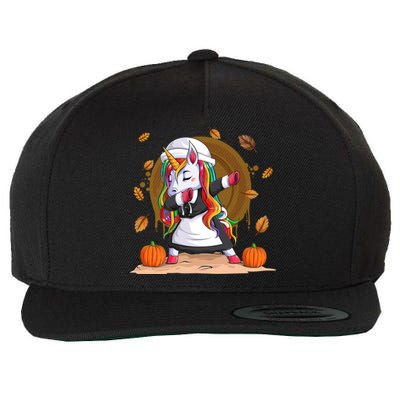 Cute Dabbing Happy Unicorn Thanksgiving Gift Gift Wool Snapback Cap