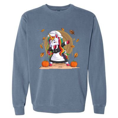 Cute Dabbing Happy Unicorn Thanksgiving Gift Gift Garment-Dyed Sweatshirt