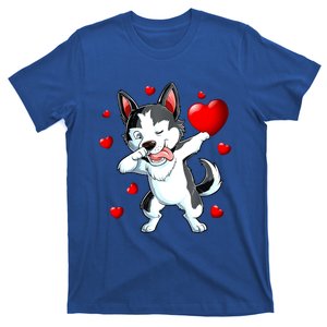 Cute Dabbing Husky Dog Holding Heart Happy Valentines Day Meaningful Gift T-Shirt