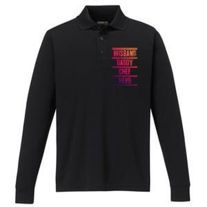 Chef Dad Husband Fathers Day Cute Gift Performance Long Sleeve Polo