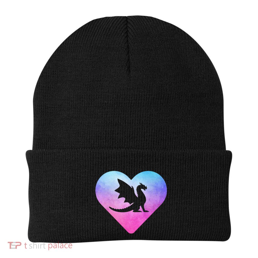 Cute Dragon Heart Design I Love Dragons Knit Cap Winter Beanie