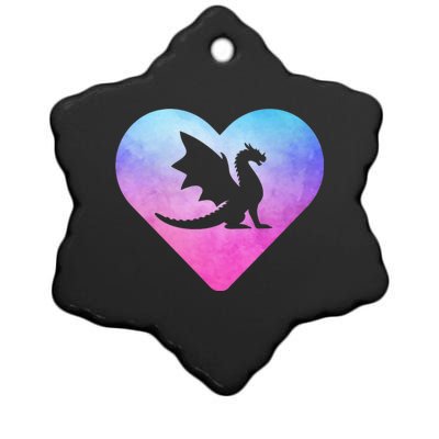 Cute Dragon Heart Design I Love Dragons Ceramic Star Ornament