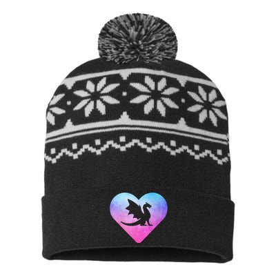 Cute Dragon Heart Design I Love Dragons USA-Made Snowflake Beanie