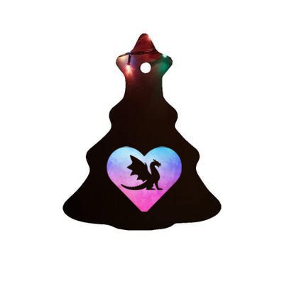 Cute Dragon Heart Design I Love Dragons Ceramic Tree Ornament