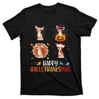 Chihuahua Dog Hallothanksmas Halloween Thanksgiving Xmas T-Shirt