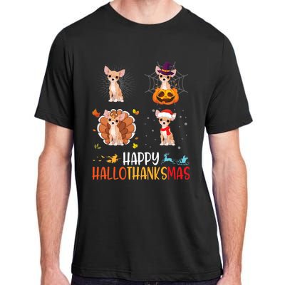 Chihuahua Dog Hallothanksmas Halloween Thanksgiving Xmas Adult ChromaSoft Performance T-Shirt