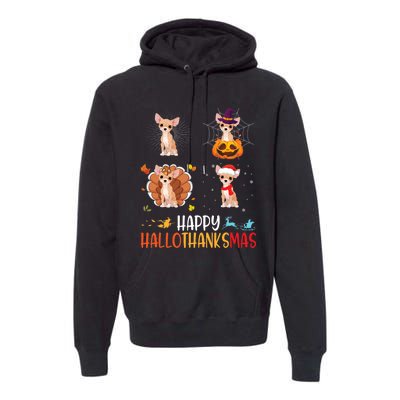 Chihuahua Dog Hallothanksmas Halloween Thanksgiving Xmas Premium Hoodie