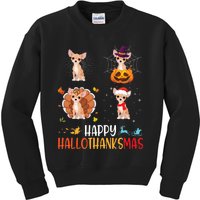 Chihuahua Dog Hallothanksmas Halloween Thanksgiving Xmas Kids Sweatshirt