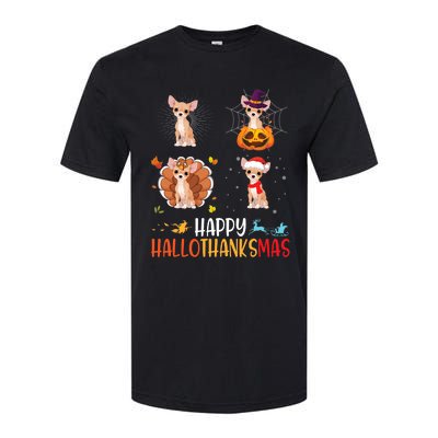 Chihuahua Dog Hallothanksmas Halloween Thanksgiving Xmas Softstyle CVC T-Shirt