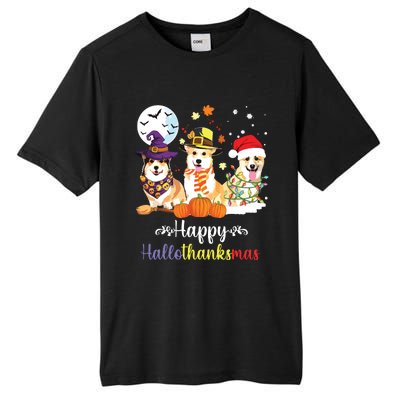 Corgi Dog Halloween Merry Christmas Happy Hallothanksmas Tall Fusion ChromaSoft Performance T-Shirt