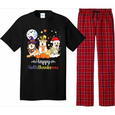 Corgi Dog Halloween Merry Christmas Happy Hallothanksmas Pajama Set