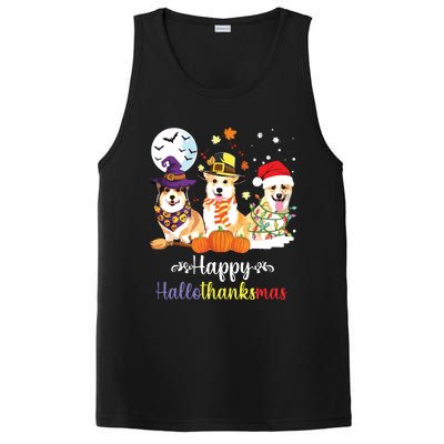 Corgi Dog Halloween Merry Christmas Happy Hallothanksmas PosiCharge Competitor Tank