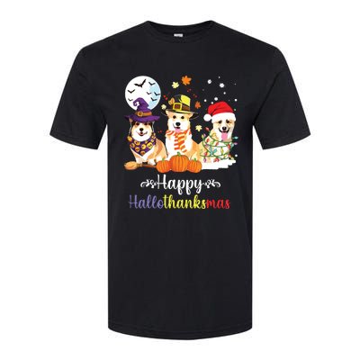 Corgi Dog Halloween Merry Christmas Happy Hallothanksmas Softstyle® CVC T-Shirt