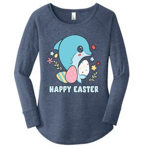 Cute Dolphin Happy Easter Day Egg Hunter Cute Gift Women's Perfect Tri Tunic Long Sleeve Shirt