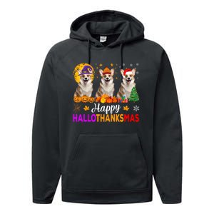 Corgi Dog Halloween Christmas Hallothanksmas Performance Fleece Hoodie