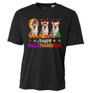 Corgi Dog Halloween Christmas Hallothanksmas Cooling Performance Crew T-Shirt