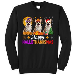 Corgi Dog Halloween Christmas Hallothanksmas Sweatshirt