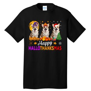 Corgi Dog Halloween Christmas Hallothanksmas Tall T-Shirt