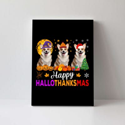 Corgi Dog Halloween Christmas Hallothanksmas Canvas