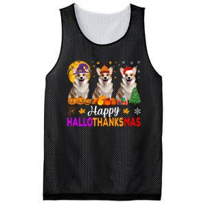 Corgi Dog Halloween Christmas Hallothanksmas Mesh Reversible Basketball Jersey Tank