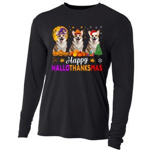 Corgi Dog Halloween Christmas Hallothanksmas Cooling Performance Long Sleeve Crew