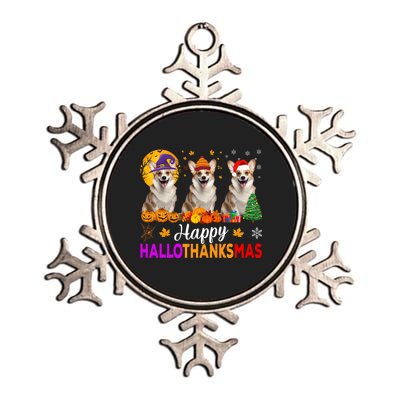 Corgi Dog Halloween Christmas Hallothanksmas Metallic Star Ornament