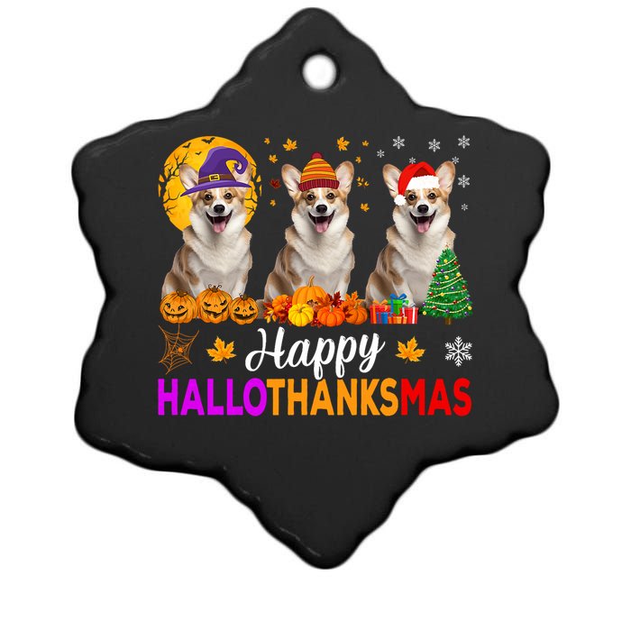 Corgi Dog Halloween Christmas Hallothanksmas Ceramic Star Ornament