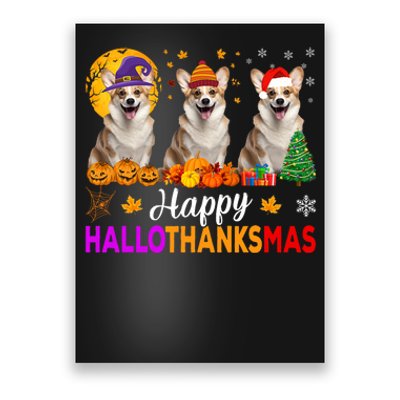 Corgi Dog Halloween Christmas Hallothanksmas Poster