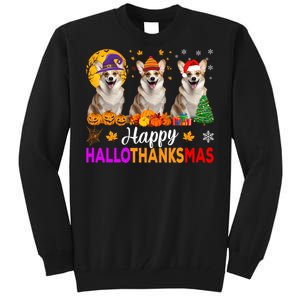 Corgi Dog Halloween Christmas Hallothanksmas Tall Sweatshirt