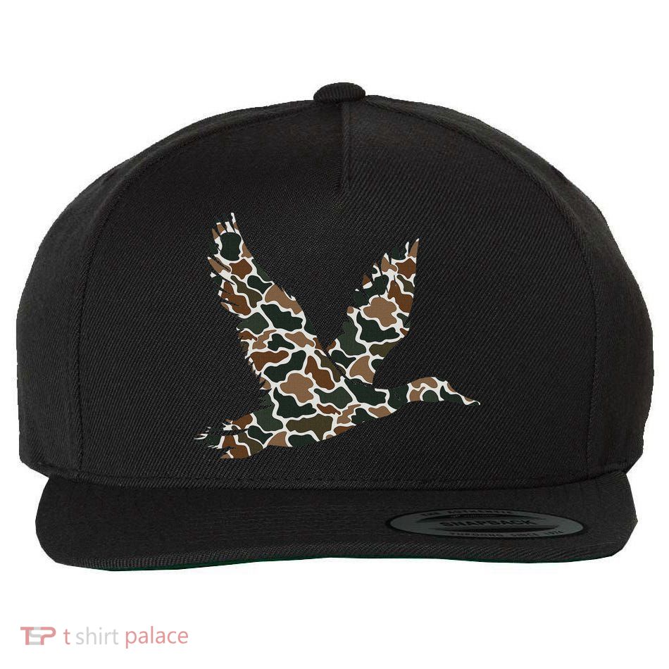 Camo Duck Hunting Old School Camouflage Hunters Wool Snapback Cap