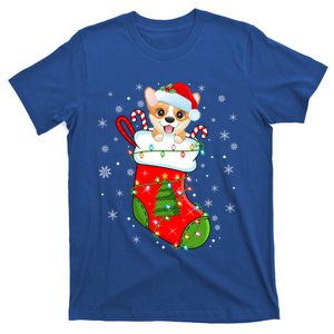 Corgi Dog In Christmas Socks Funny Santa Corgi Xmas Great Gift T-Shirt