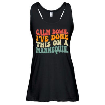 Calm Down I've Done This On A Mannequin Funny Vintage Ladies Essential Flowy Tank