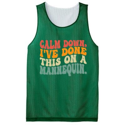 Calm Down I've Done This On A Mannequin Funny Vintage Mesh Reversible Basketball Jersey Tank