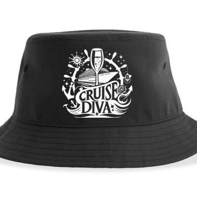 Cruise Diva ItS Cruise Time Cruise Ship Funny Cruising Sustainable Bucket Hat