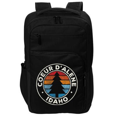 Coeur DAlene Idaho ID Vintage Graphic Retro 70s Impact Tech Backpack