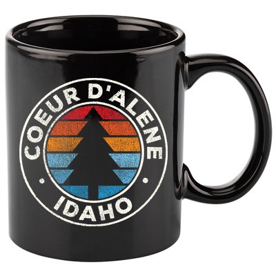 Coeur DAlene Idaho ID Vintage Graphic Retro 70s 11oz C Handle Ceramic Mug