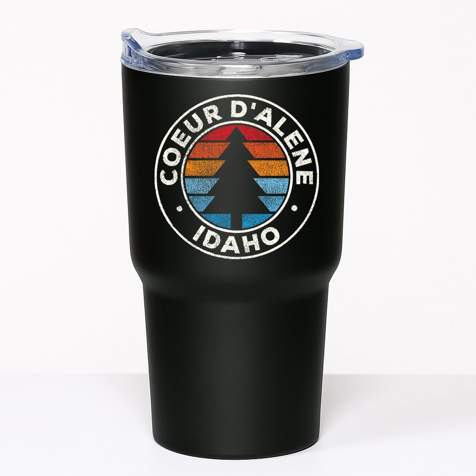 Coeur DAlene Idaho ID Vintage Graphic Retro 70s Tumbler