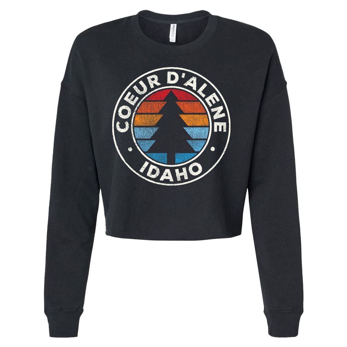 Coeur DAlene Idaho ID Vintage Graphic Retro 70s Cropped Pullover Crew