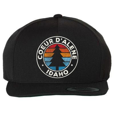 Coeur DAlene Idaho ID Vintage Graphic Retro 70s Wool Snapback Cap