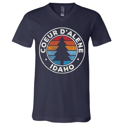 Coeur DAlene Idaho ID Vintage Graphic Retro 70s V-Neck T-Shirt