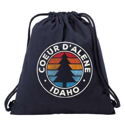 Coeur DAlene Idaho ID Vintage Graphic Retro 70s Drawstring Bag