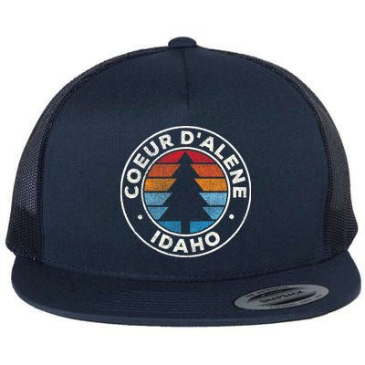Coeur DAlene Idaho ID Vintage Graphic Retro 70s Flat Bill Trucker Hat